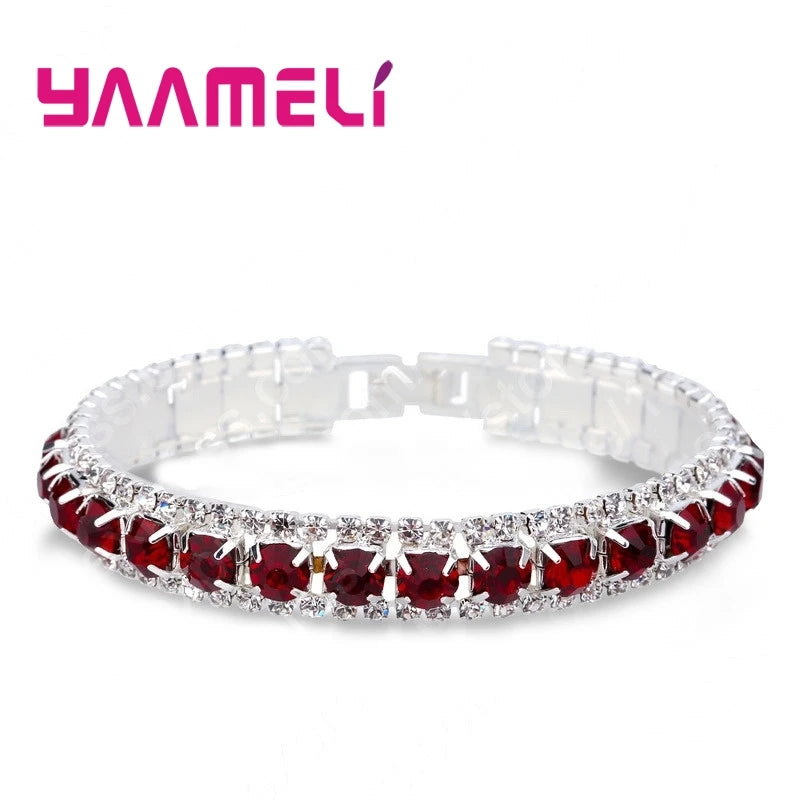 Top Sale 925 Sterling Silver Bracelets Full AAA Zircon Austrian Crystal Bangles