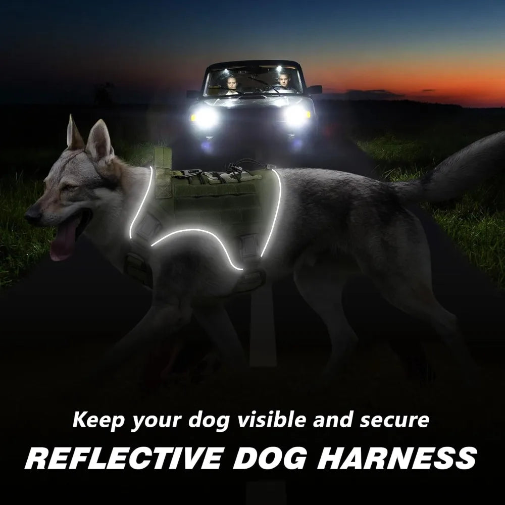 Tactical Dog Harness for Large Dogs, Heavy Duty No Pull with Handle, Reflective Military K9 Vest