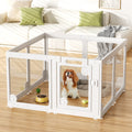 Clear Acrylic Dog Play Pen Indoors 24", 8 Panels Transparent Puppy Playpen with Door