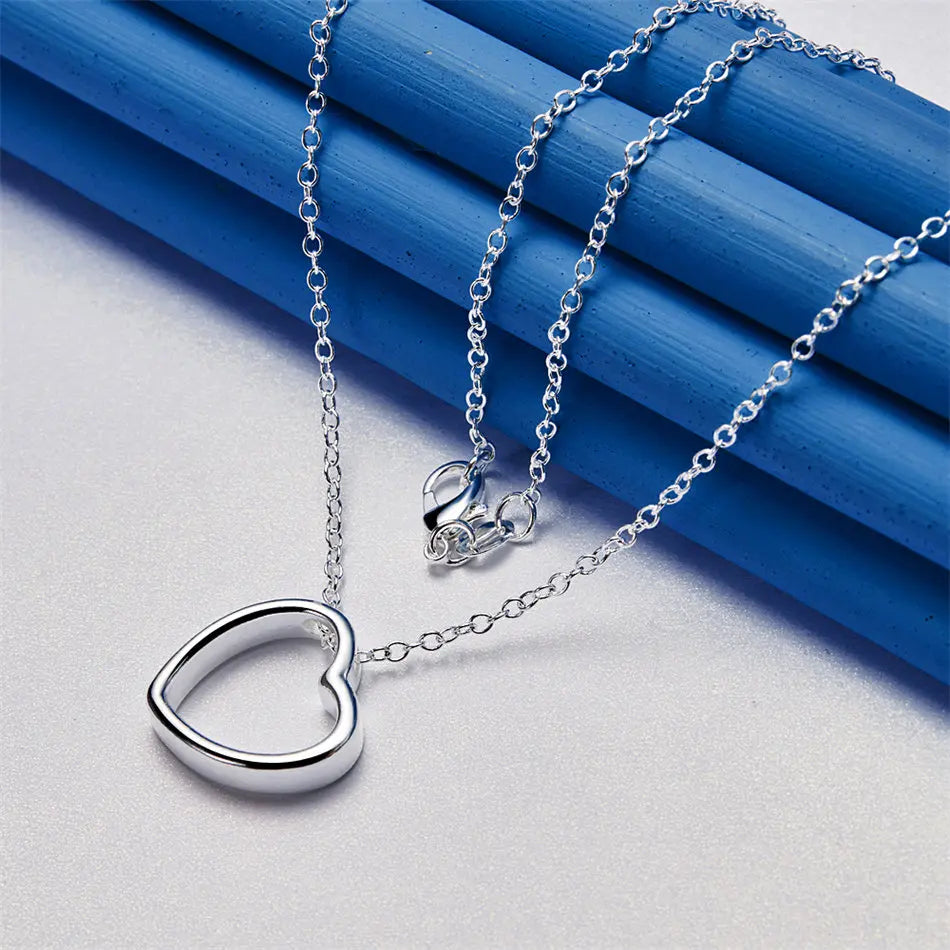 925 sterling silver 16-30 inch exquisite heart-shaped pendant necklace for women
