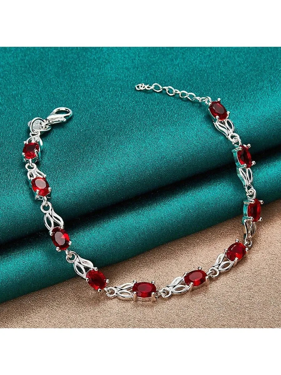Red Crystal Chain Bracelet For Women