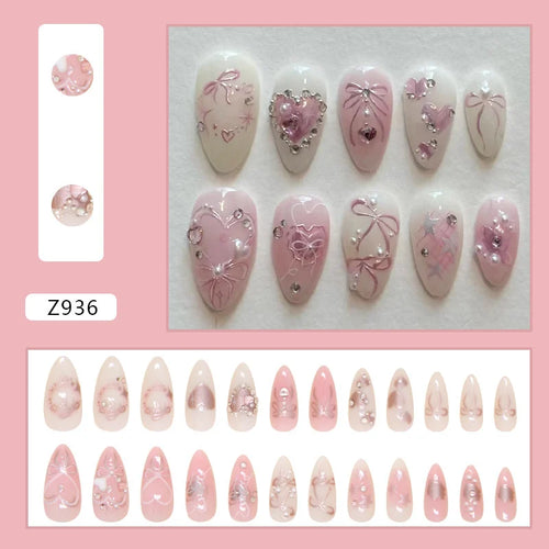 24Pcs/set Sweet Bow False Nails Press On Nails
