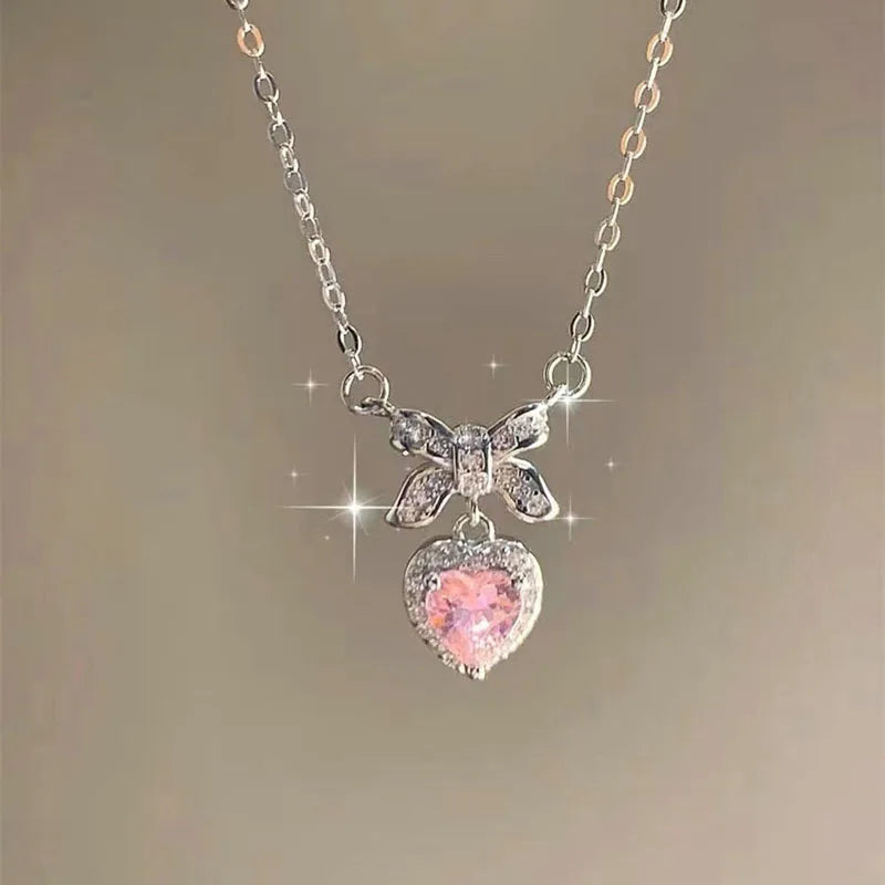 New Wine Red Cherry Gold Color Pendant Necklace For Women