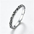 Retro old antique neutral style design engraving ring vine flower leaf pattern niche ring