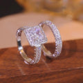 Princess Cut Cubic Zirconia Bridal Ring Set 2Pcs