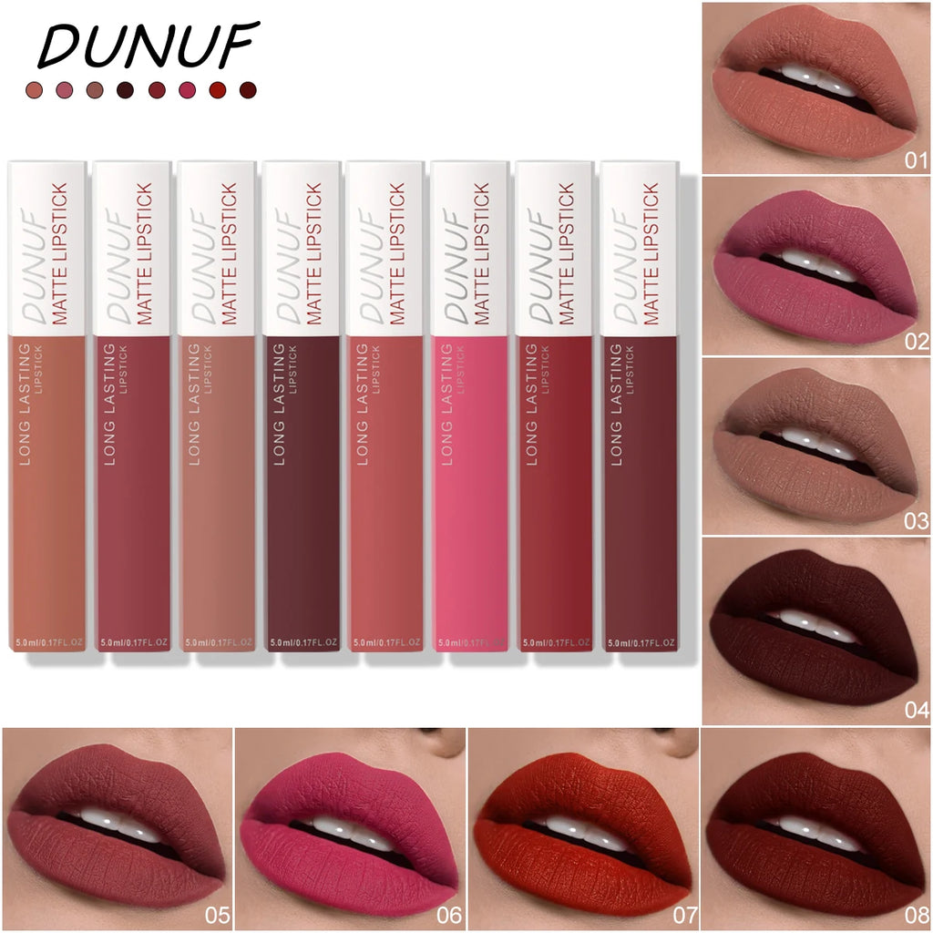 8pc/set Long-Lasting Lip Gloss Matte Waterproof
