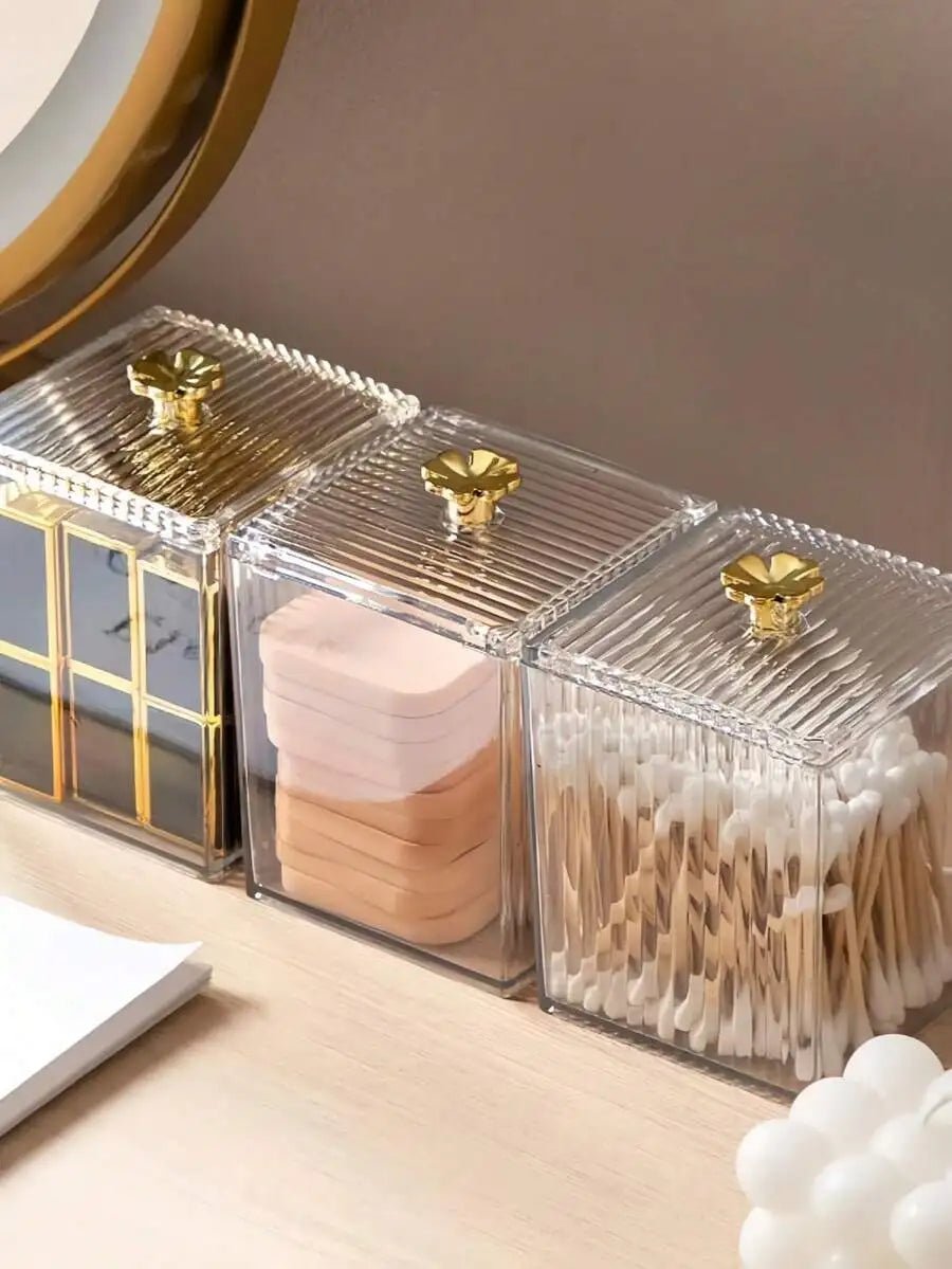 1/2/3pcs High-Transparency Acrylic Cosmetic Organizer Box - Dust-Proof Seal Lid & Stackable Design For Makeup Sponges/Cleaning