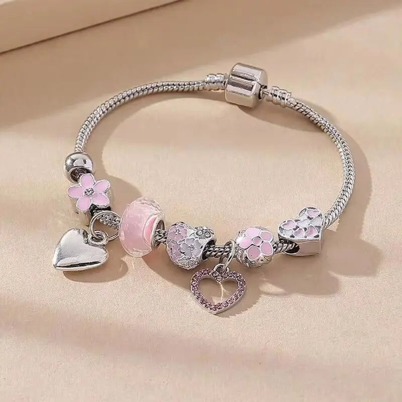 Cute Women Multi-Element Beaded Love Charm Bracelet