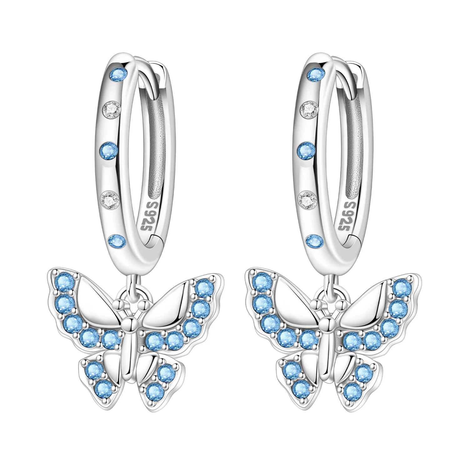 Original S925 Sterling Silver Zirconia Butterfly Gradient Dragonfly Earrings