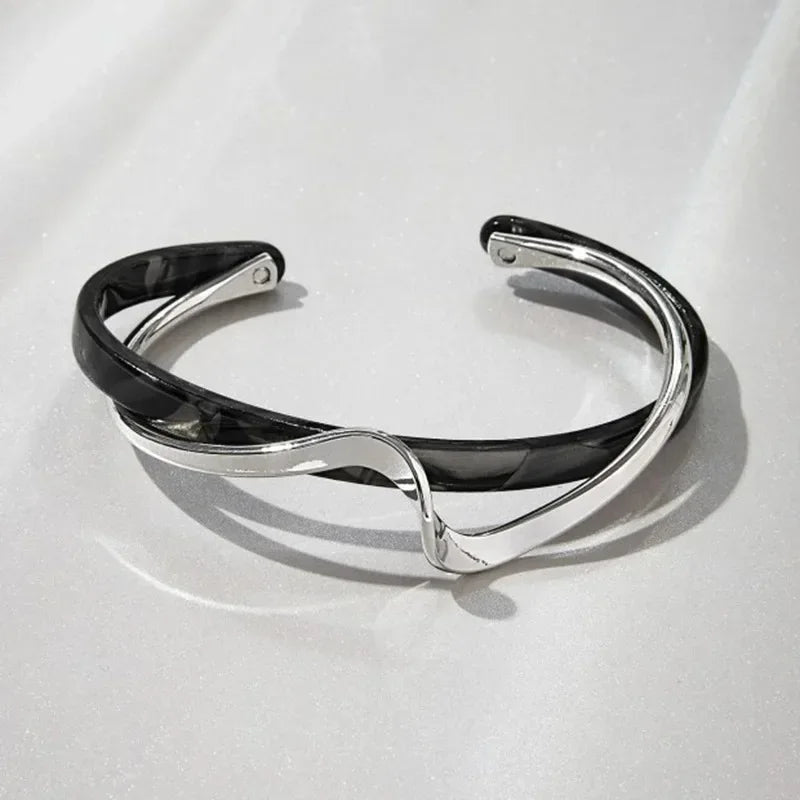 Stainless Steel Bracelet, Trendy with Rhinestone Inlaid Knot Bangles Bracelets for Women
