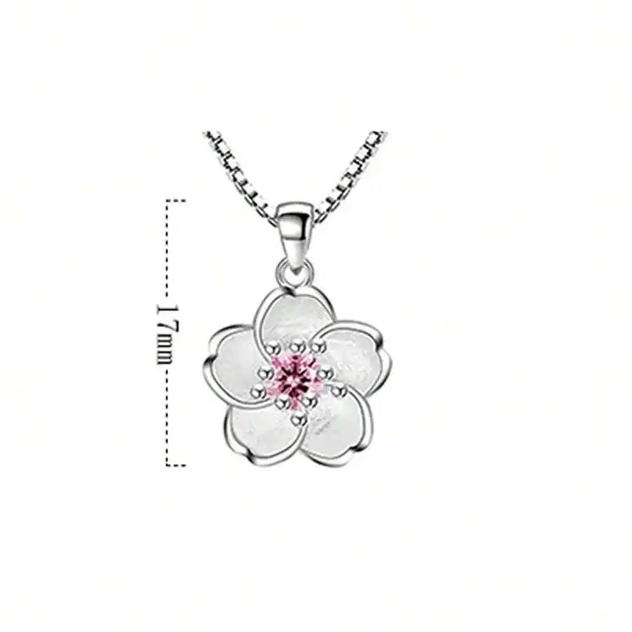 Peach Blossom Pendant Necklace For Women Retro Floral Jewelry Accessories