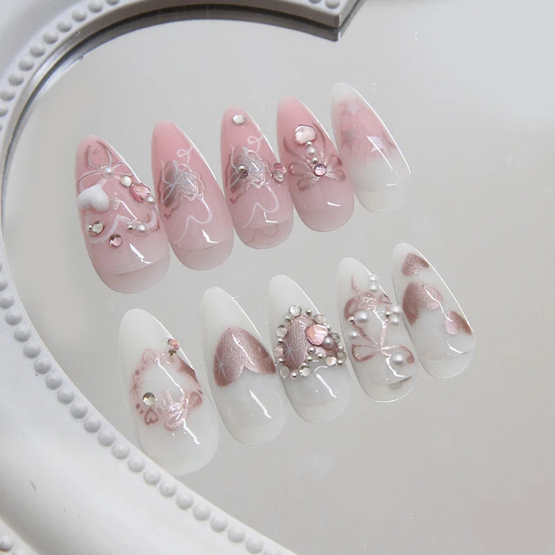 24Pcs/set Sweet Bow False Nails Press On Nails
