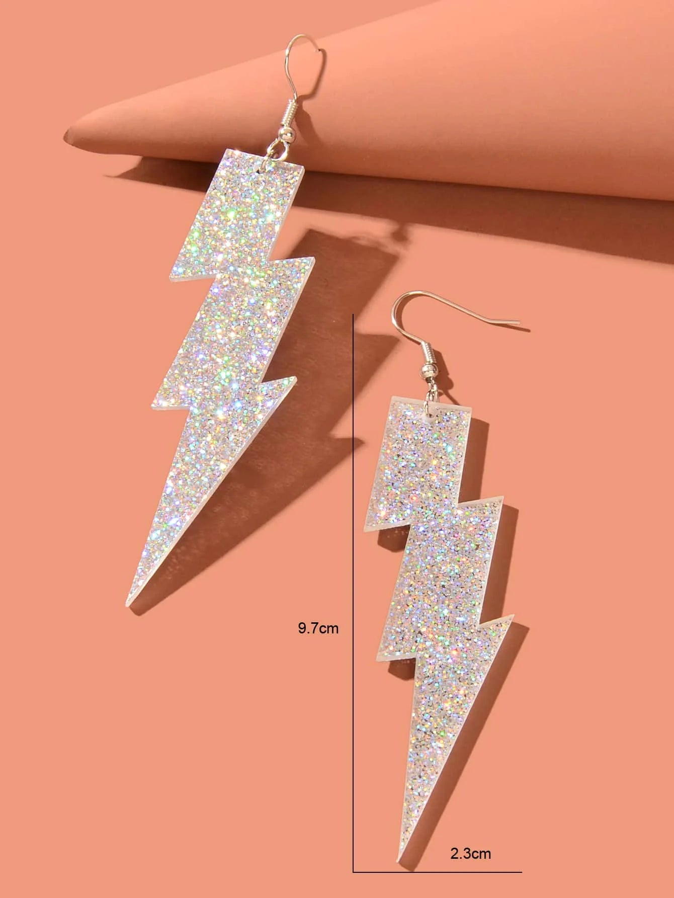 Shiny Glitter Lightning Bolt Shape Earrings For Women