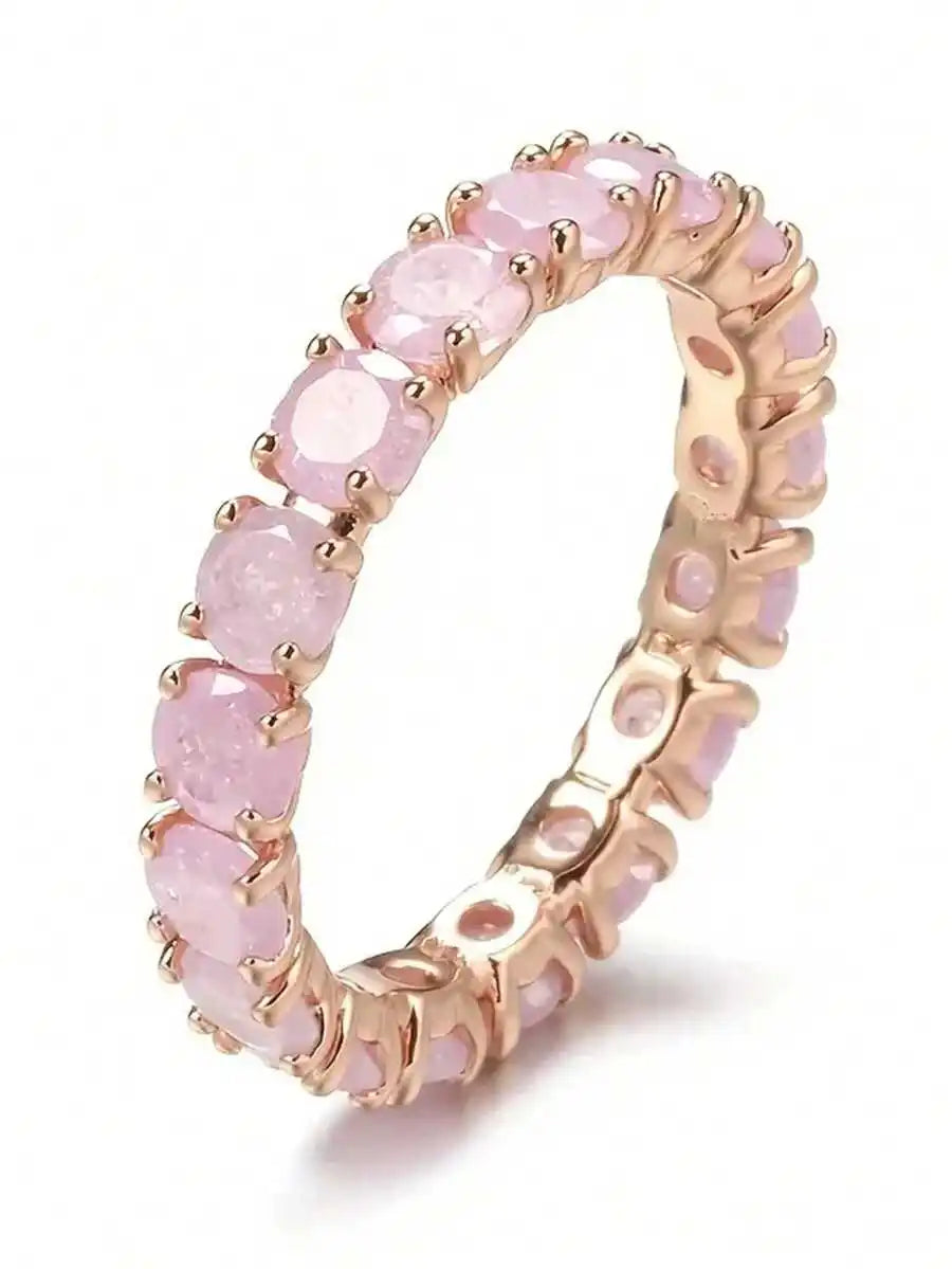 Bohemian Style Black Cubic Zirconia Full Eternity Ring For Women