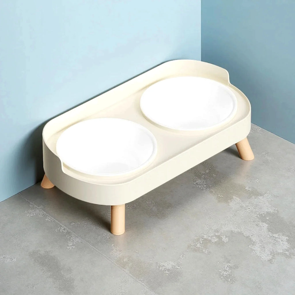 Colorful Elevated Pet Feeder: Dual Stainless Steel Bowls with Neck Support