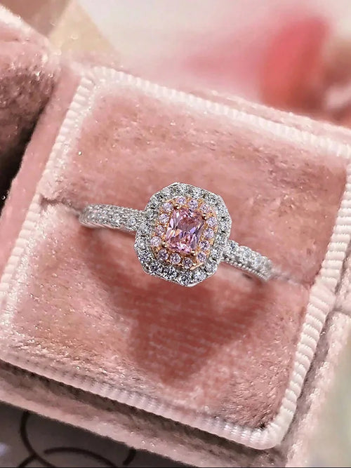925 Sterling Silve Fashion Delicate Sweet Pink Zircon Ring For Women
