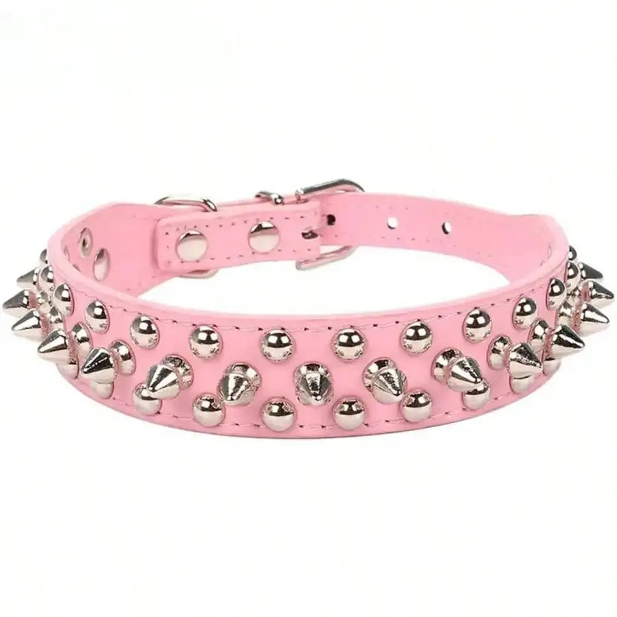 Punk Spiked Rivet Dog Collar Adjustable PU Leather Neck Strap Stylish Decorative Pet Collar
