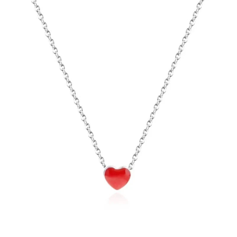 Elegant 925 Sterling Silver Jewelry Heart Choker Necklaces for Women