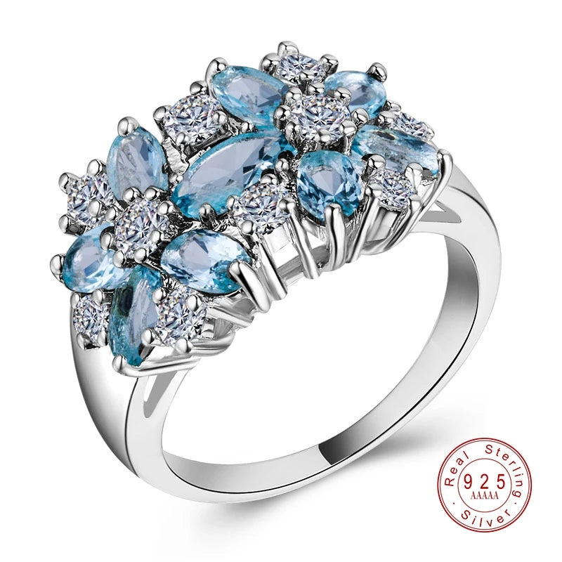 Pure Sterling Sparkling 925 Silver Rings for Women CZ Crystal