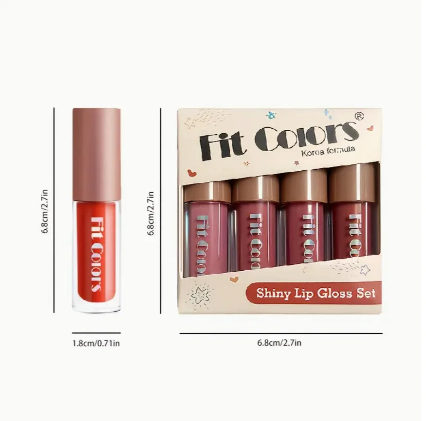 4-Color Moisturizing Mirror Effect Lip Gloss Long Lasting Liquid Lipstick
