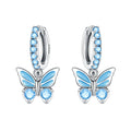 Beautiful S925 Sterling Silver Zirconia Butterfly Gradient Dragonfly Earrings