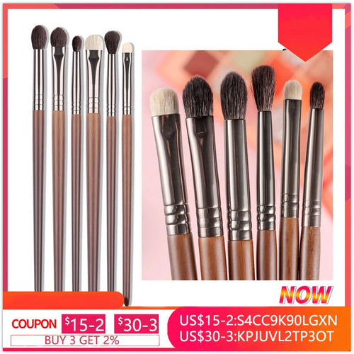 2/6 pcs Makeup Eye Shadow Brush Set Goat Hair Tool Ultra Soft Make Up Brush