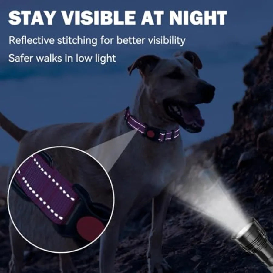 3 PCS Dog Collars for Small Dogs, Reflective Dog Collar Adjustable Soft Nylon with Safety Locking Buckle