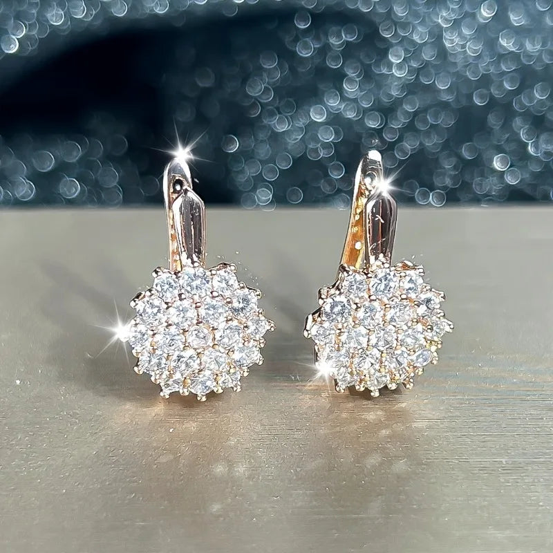 Cute Small White Cubic Zirconia Stone Snowflake Hoop Earrings for Women