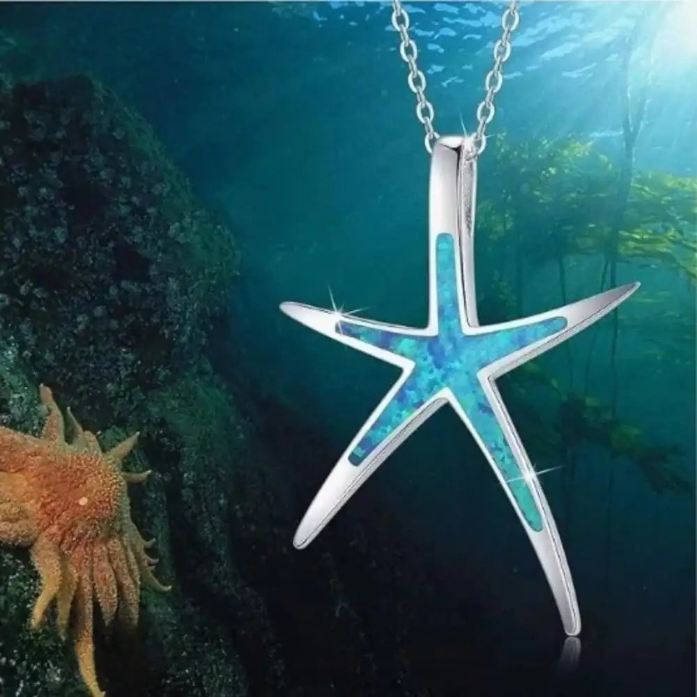 Women's Jewelry Set, Including Starfish Pendant And Matching Earrings, Laboratory-Made Fire Opal