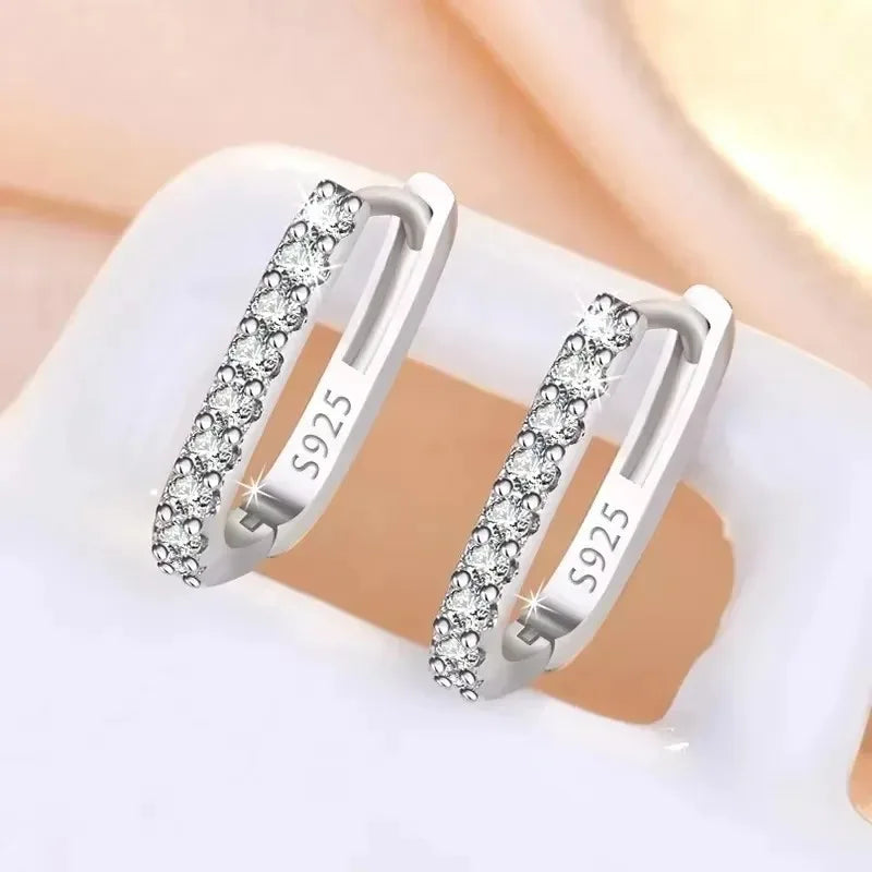 Original designer 925 Sterling Silver Elegant Crystal Jewelry Fashion Zircon Circle Hoop Earrings for Woman