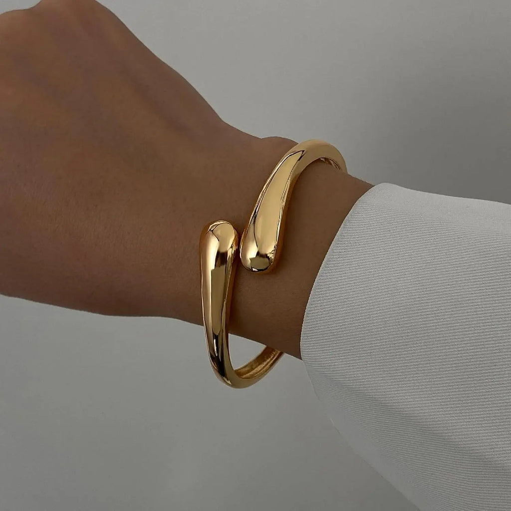 Gold Bangle Bracelets for Women Trendy Gold Irregular Statement Cuff Bracelet