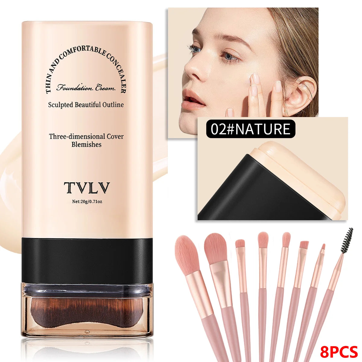 2 In 1 Foundation Concealer Stick With Built-in Brush
