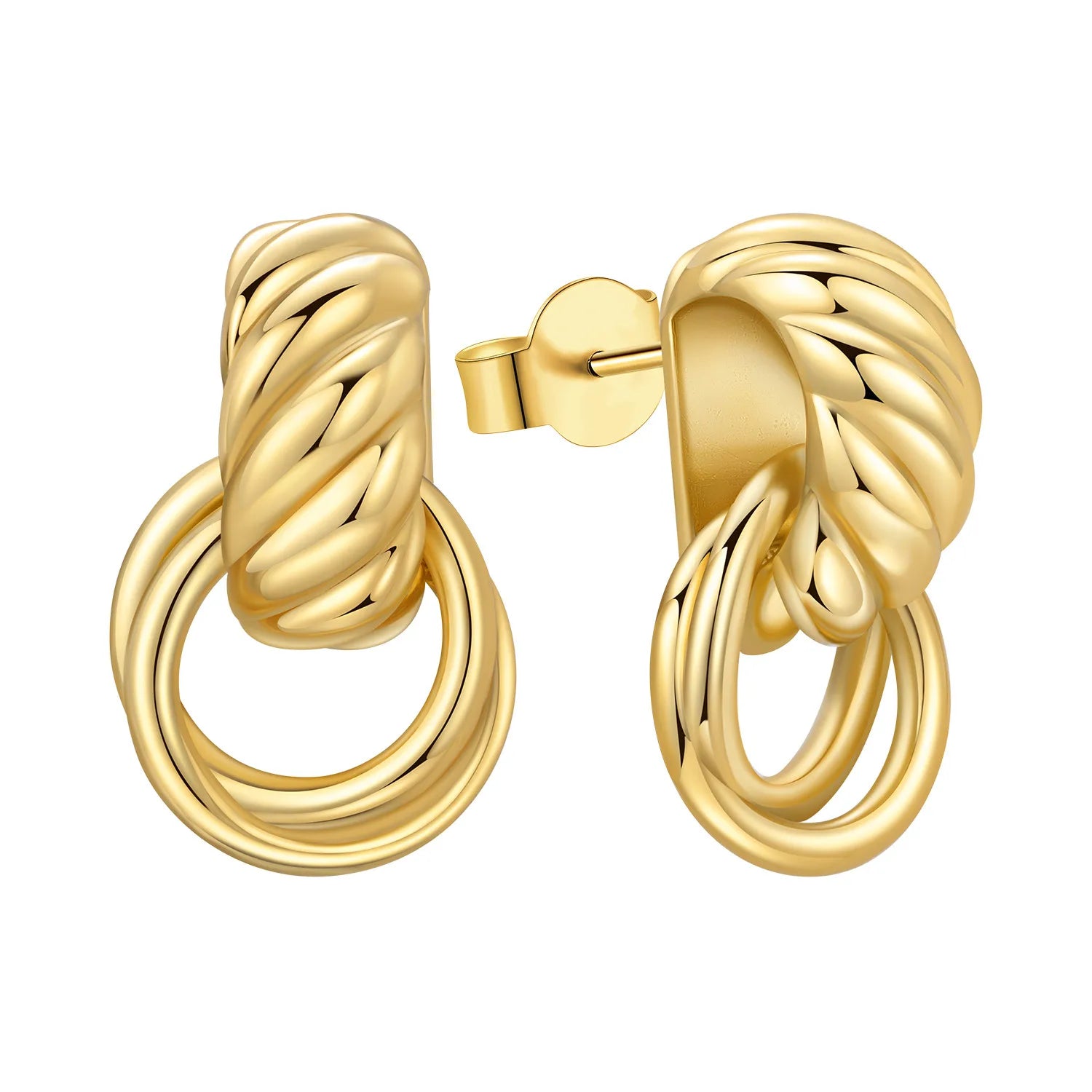 Elegant S925 Sterling Silver 18k Gold Classic Knot Stud Earrings For Ladys