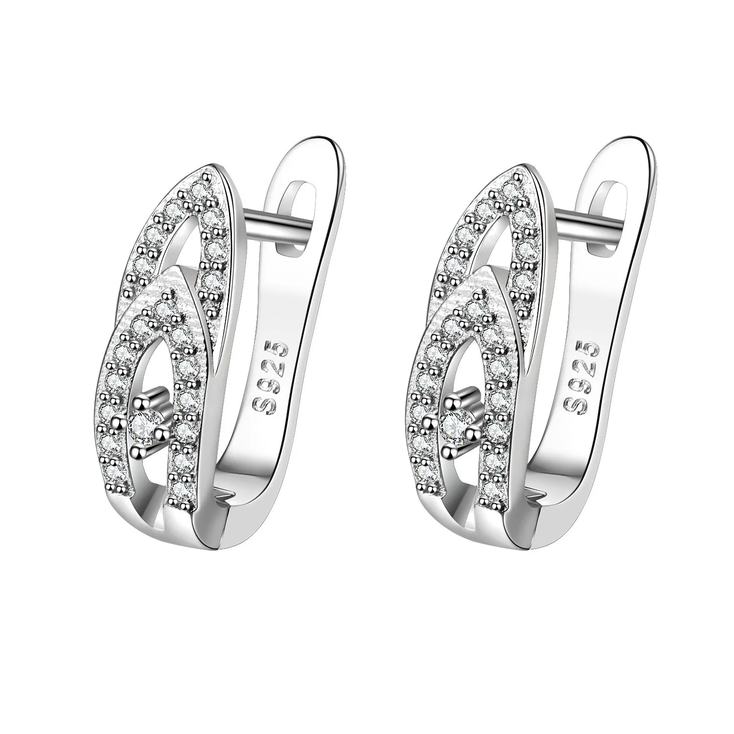 Luxury 925 Sterling Silver Earrings  High Quality White Zircon Earrings