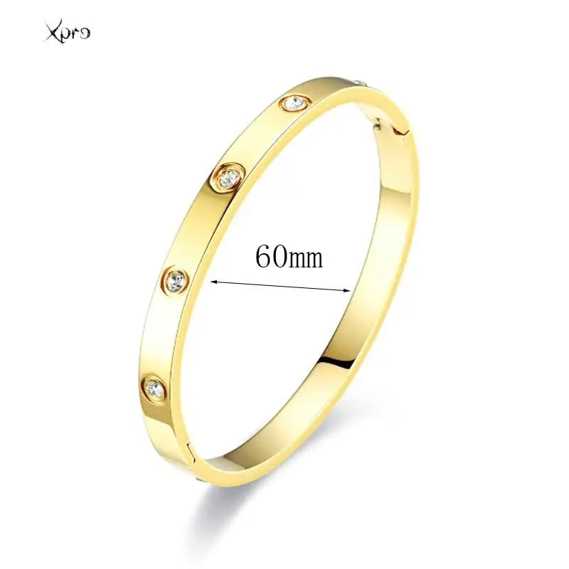 Elegant Stainless Steel Bracelets Woman Golden Crystal Luxury Jewellery