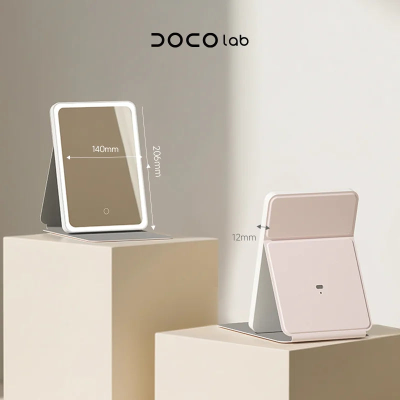 New 9 Inch Tablet Mirror with 3 Color Dimming Rechargeable Folding Portable Makeup Mirror