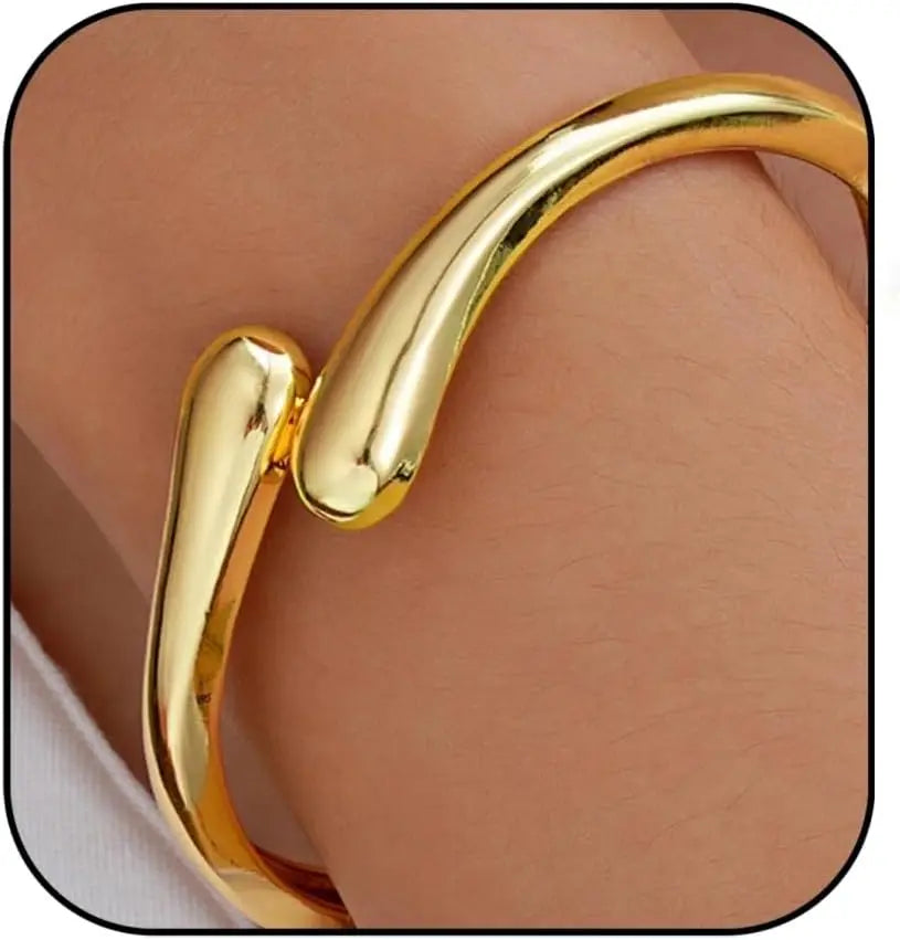 Gold Bangle Bracelets for Women Trendy Gold Irregular Statement Cuff Bracelet