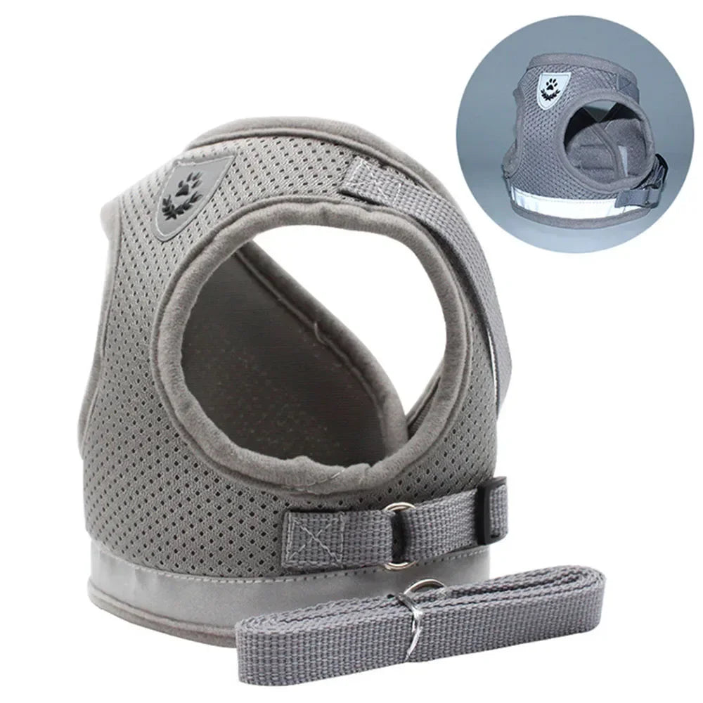 Cat Harness Lead Leash Set Adjustable Reflective Escape Proof Pet Mesh Vest Harness