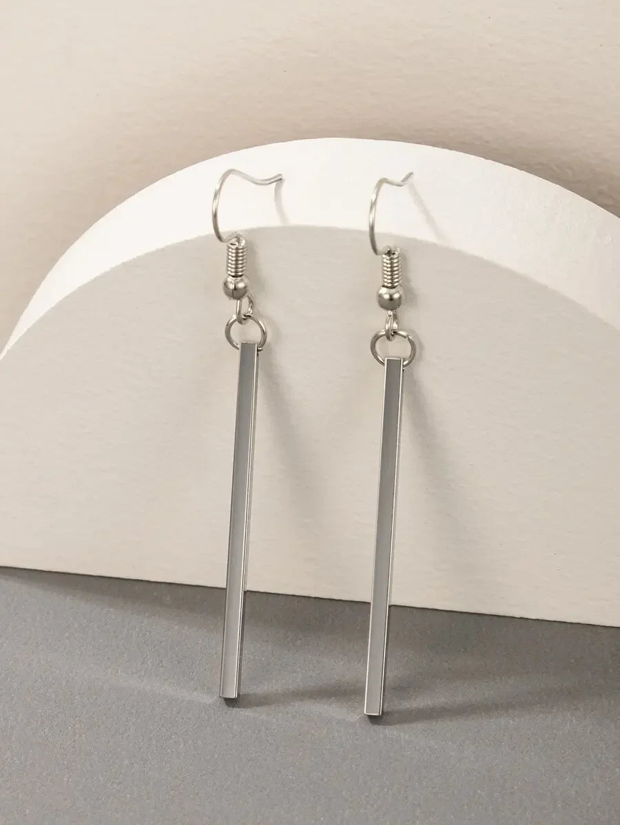 Rectangle Drop Earrings For Women Gold Tone Fashion Jewelry