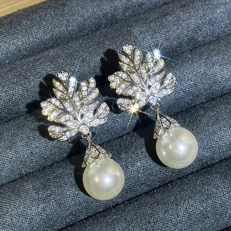 925 Sterling Silver Leaf Pendant Earrings for Women