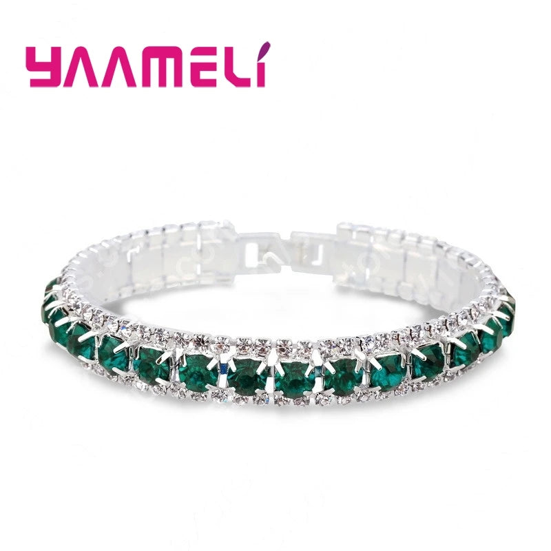 Top Sale 925 Sterling Silver Bracelets Full AAA Zircon Austrian Crystal Bangles