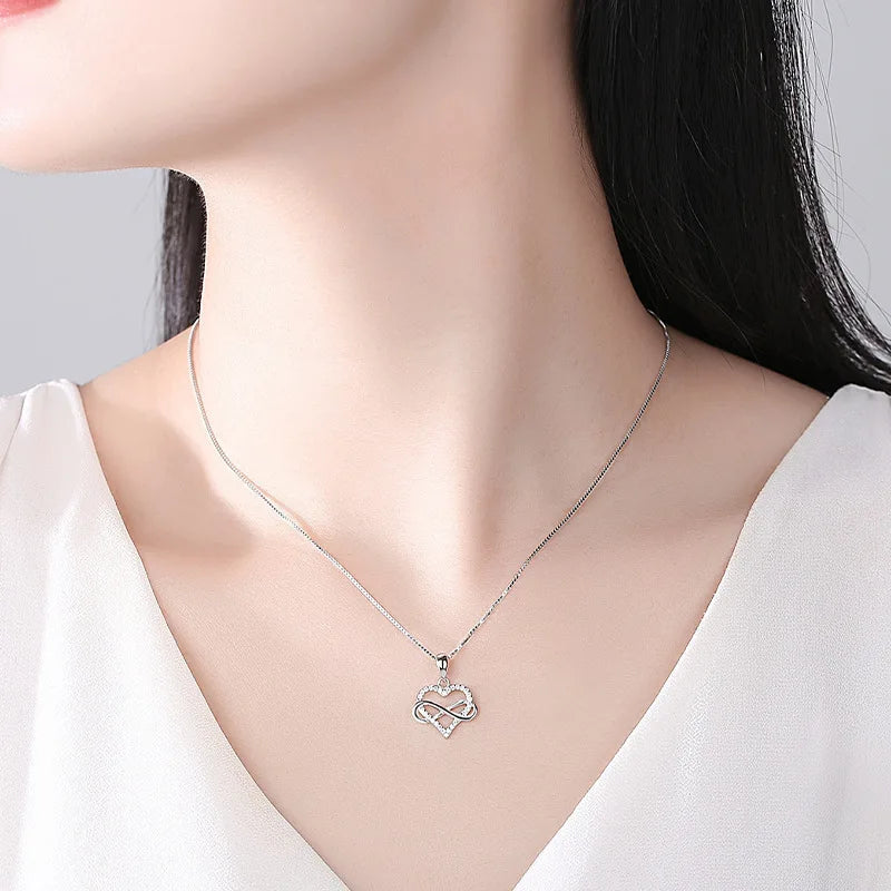 Elegant 925 Sterling Silver Zircon Women Round Pendant Necklace