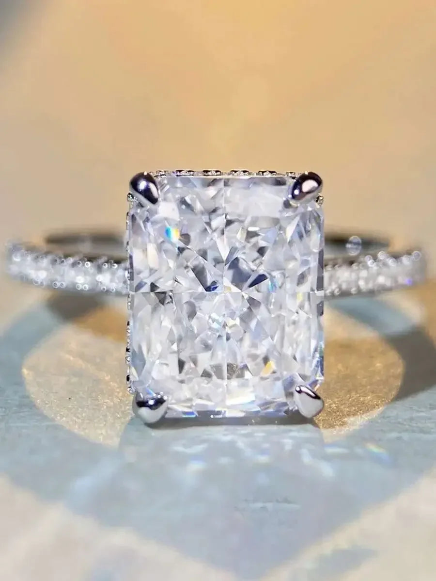 Large Rectangular Cubic Zirconia Ring For Women Fashion Statement