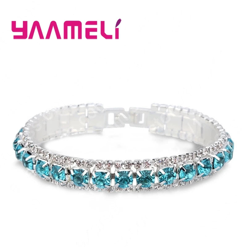 Top Sale 925 Sterling Silver Bracelets Full AAA Zircon Austrian Crystal Bangles