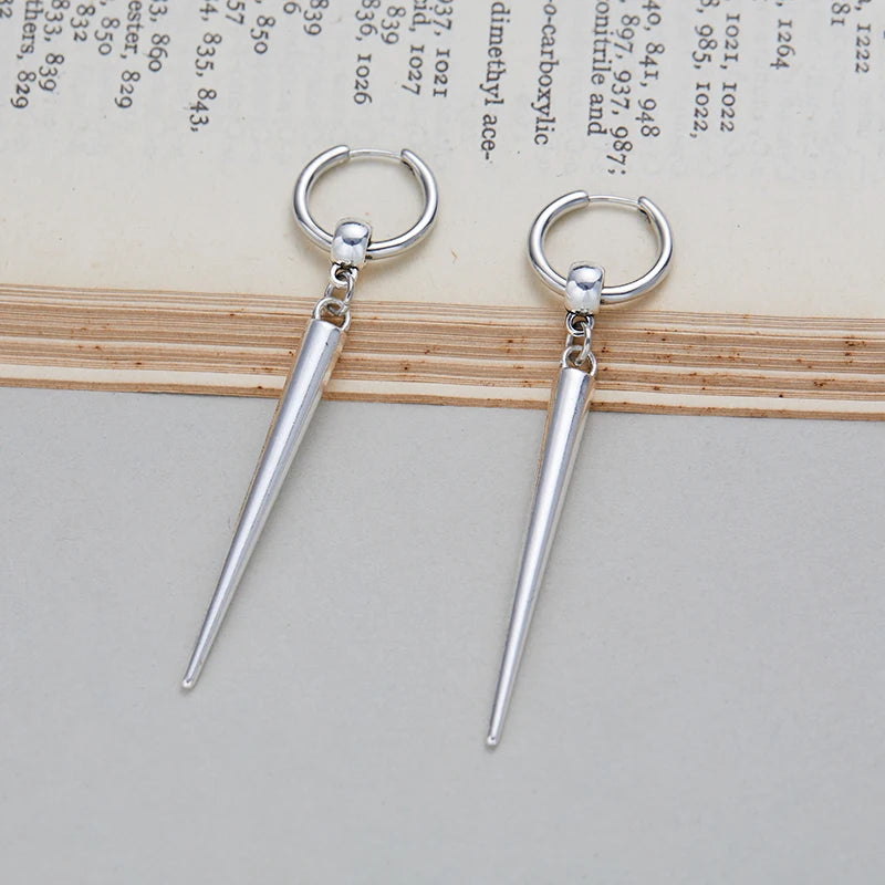 Hip Hop Punk Minimalist Rivets Cone Pendant Earrings for Men and Women