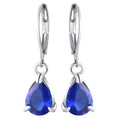 Fashion Jewelry Ladies Blue White Water Drop Shaped Crystal Rhinestone Zircon Metal Dangle Earring for Women