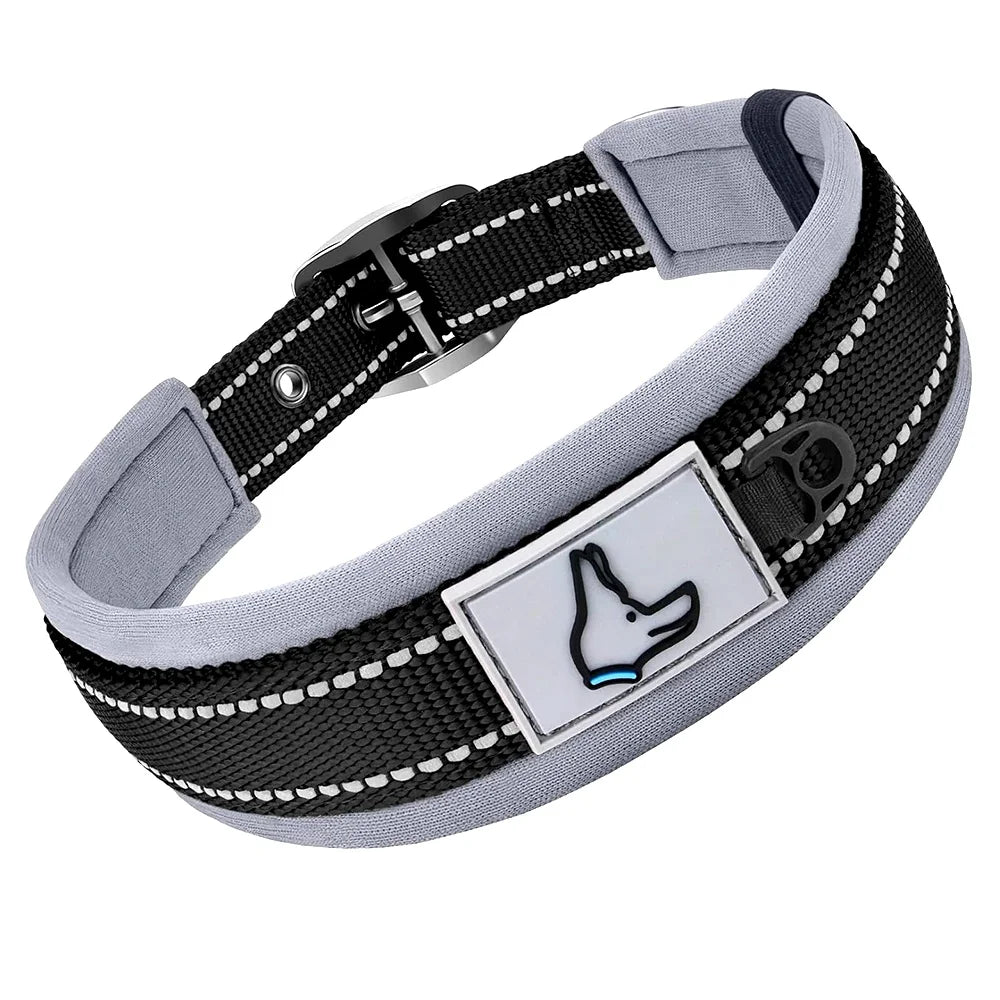 Padded Dog Collars for small Medium large Dogs Reflective Wide Pet Collars Adjustable Heavy Duty Nylon Neoprene Dog Collar