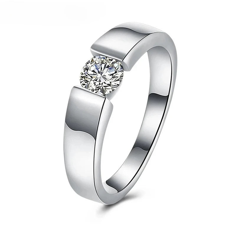 925 Silver Plated Cubic Zirconia Ring Hypoallergenic Shiny Crystal Elegant