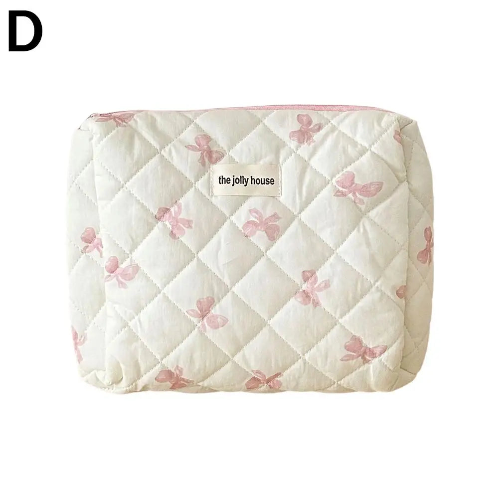 Quilted Makeup Bag 3 Sizes Floral Toiletry Cosmetic Pouch Makeup Organizer