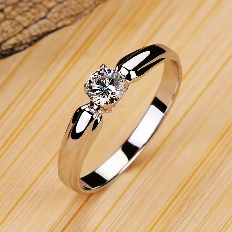 Single Round Cubic Zircon Rings for Women